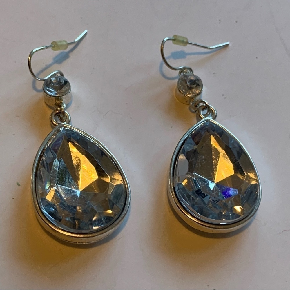 crystal teardrop dangle drop statement earrings party glam formal sparkly - Picture 11 of 13